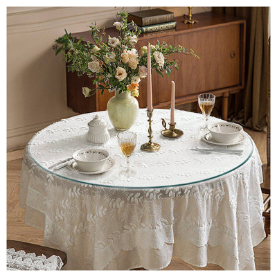 Plateau de table rond en verre trempé de 28 po - Remplacement circulaire robuste pour les tables de salle à manger, de café et de patio