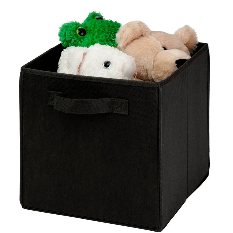 17 Stories Fabric Decorative Bin, 27cm H x 27cm W x 27cm D, Black