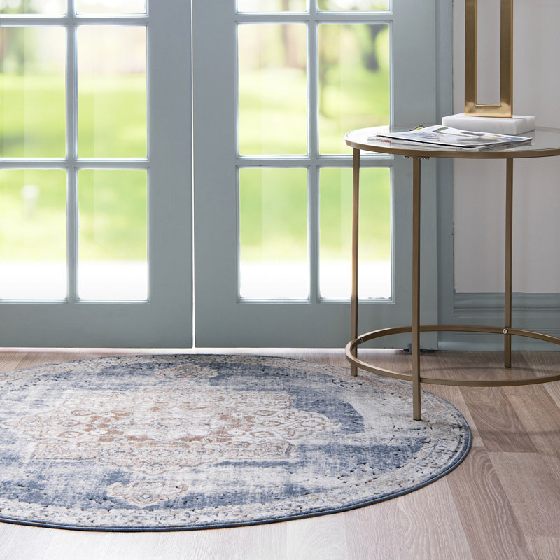 Tapis transitionnel de couleur cajou Parrado, Rond 4 pi