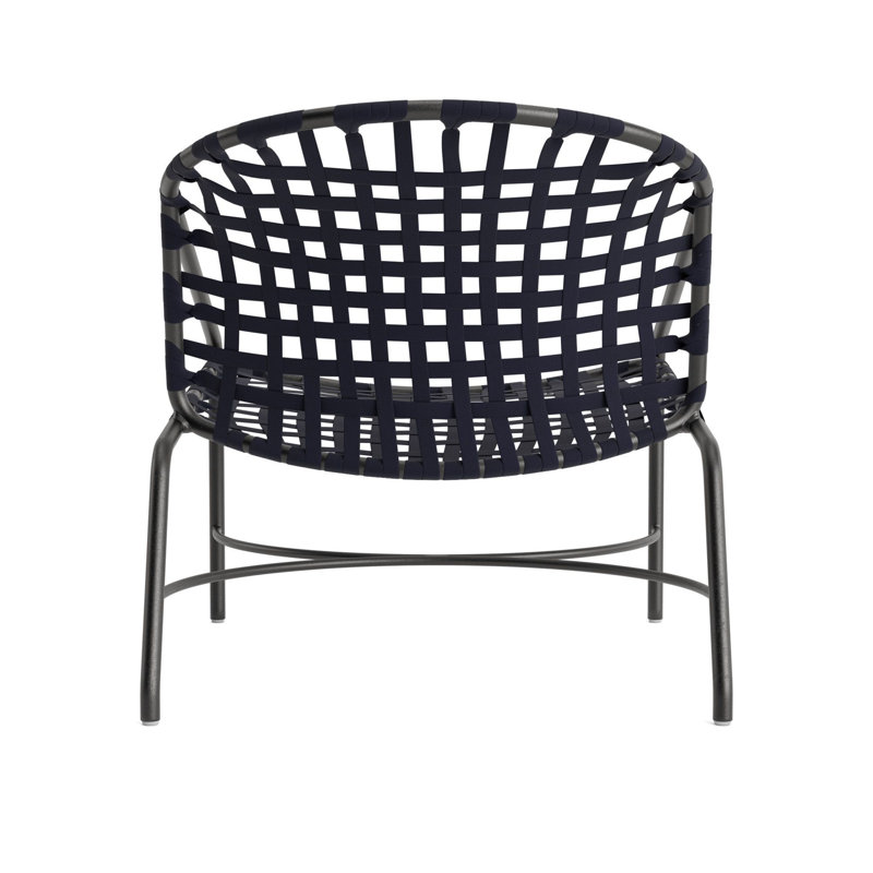 Kantan Outdoor Lounge Chair, Textured Pewter/Marine Suncloth Lace