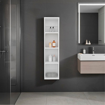 Armoire murale Cale, 4 tablettes, blanc