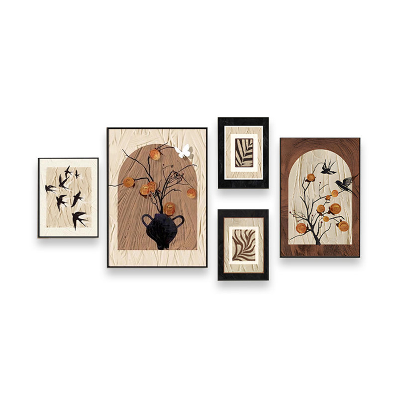 Art mural brun pour cinq pièces, H 27,56 po x l 19,69 po