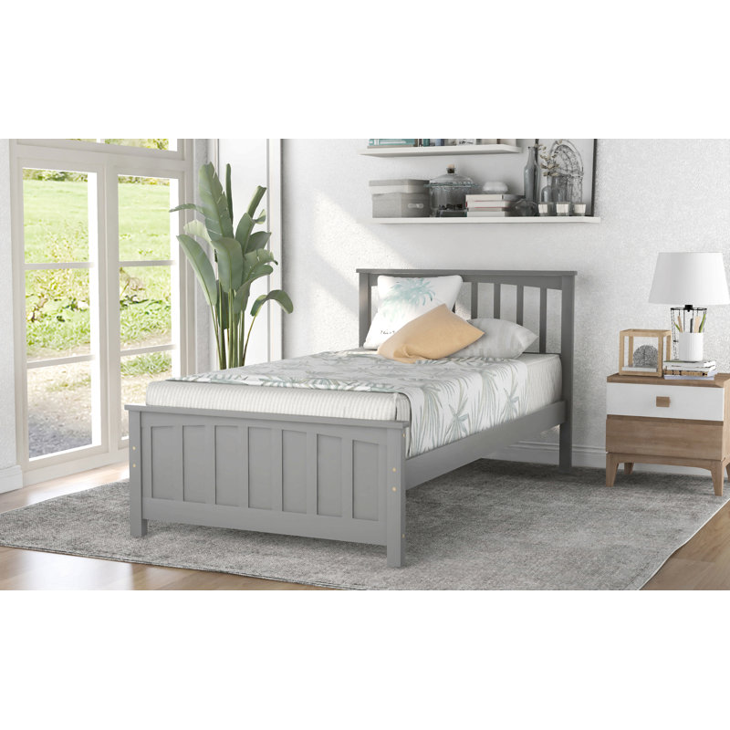Lit plateforme en bois, Gris