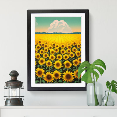 Sunflower Field Art Deco Style - Single Picture Frame Print