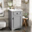 Aurelius 20" Freestanding Bathroom Vanity with Ceramic Sink, Adjustable Shelf & Door-Mounted Storage Rack-2045925450