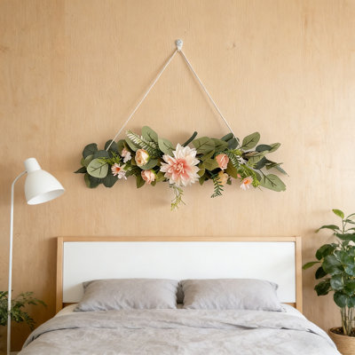 Couronne de linteau artificielle à fleurs séchées