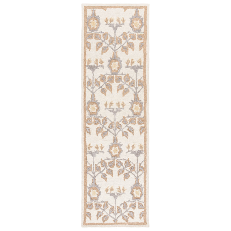 Earthly Treasures Hand Tufted Wool;Cotton;Viscose Floral Indoor Rug, Runner 2'3" x 8'