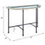 Table en verre transparent et gris sable style « pipe à eau », version démontable, plateau trempé, structure en métal, épaisseur du plateau : 8 mm, capacité de charge : 31,8 kg, profondeur : 44,5 cm, largeur : 121,3 cm, hauteur : 75,5 cm, poids de la table finie : 15,7 kg