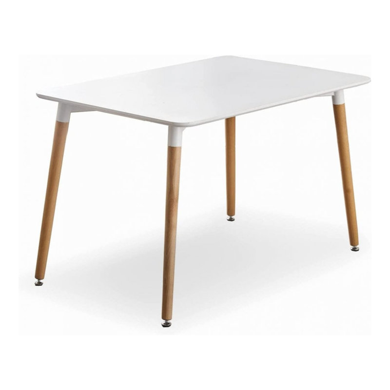 Zane 4 Person Modern Dining Table Set, Vanilla, White