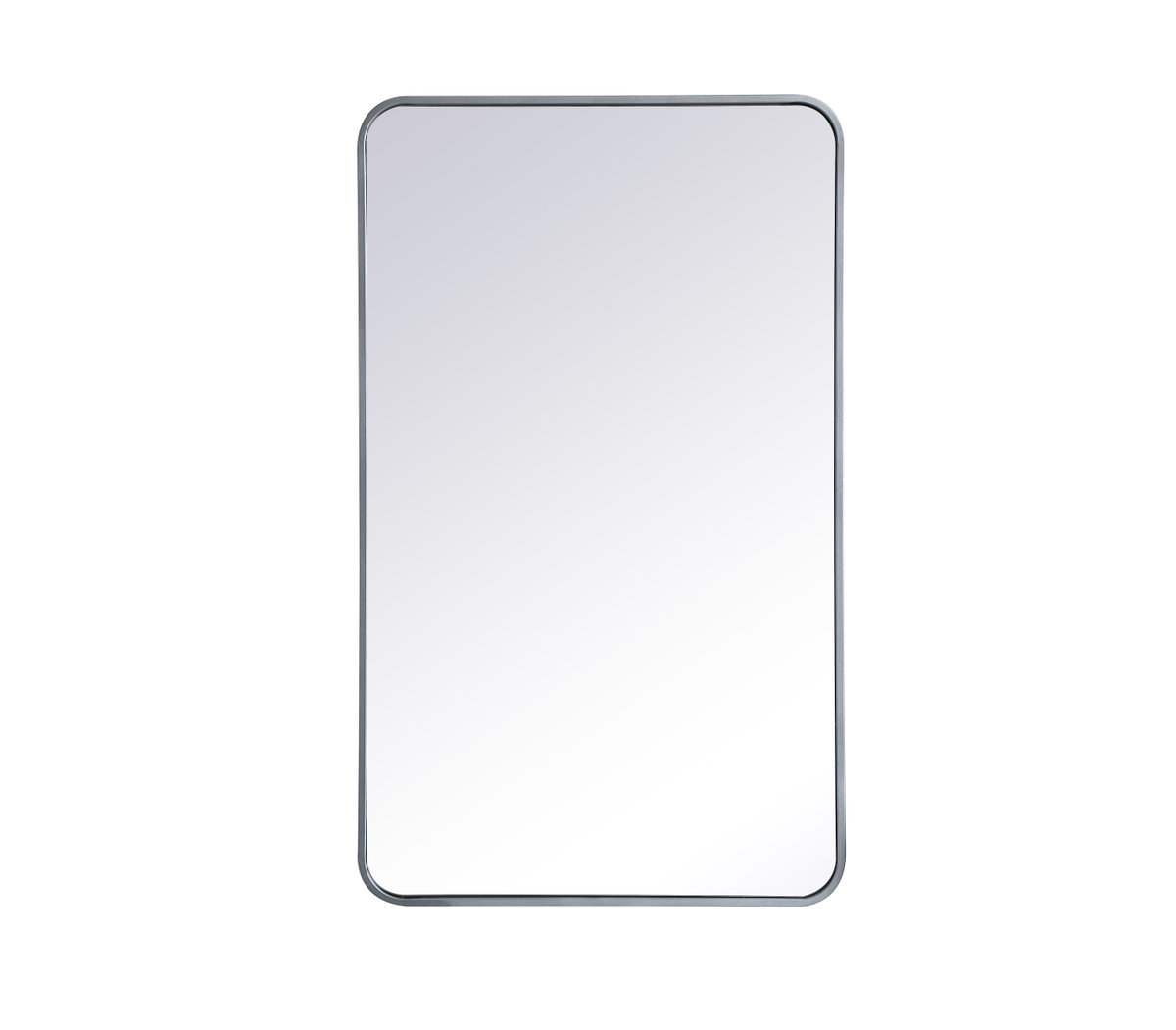 Sabine Metal Rounded Rectangle Wall Mirror, Silver, 40" x 24"