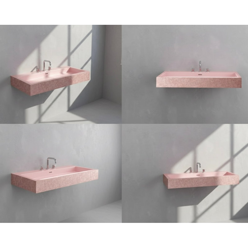 Lavabo de salle de bain mural rectangulaire en béton Blush / Blush Vast L 39,4 po x l 18,9 po Vast Studio, Rosé
