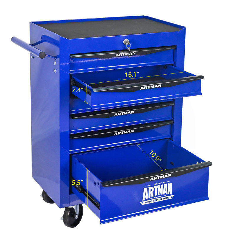 Rolling Metal Tool Chest With 6 Drawers, Blue