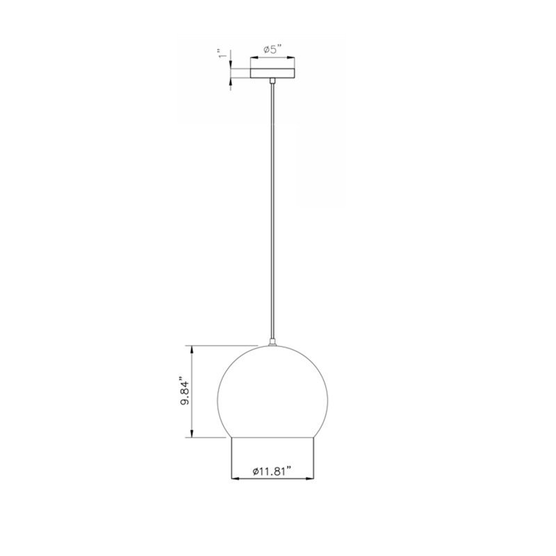 Luminaire suspendu sphère 1 lumière Kanisha, Noir, H 11,02 po x l 9,84 po x P 9,84 po
