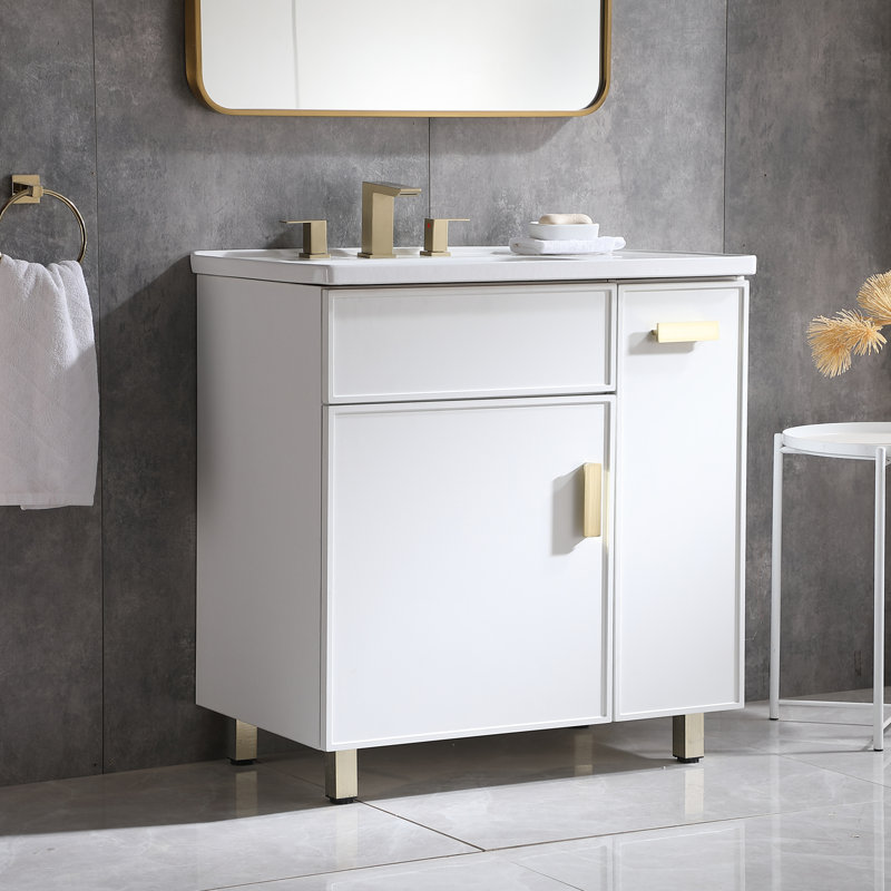Muranda 32'' Modern White Free-standing Single Bathroom Vanity Set