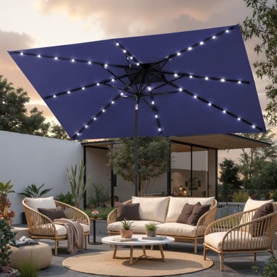 10' X 6.5' Solar Lighted Outdoor Market Umbrella with 8 Ribs, without Base