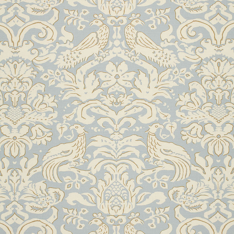 Aldwyn Damask Fabric, Robin's Egg