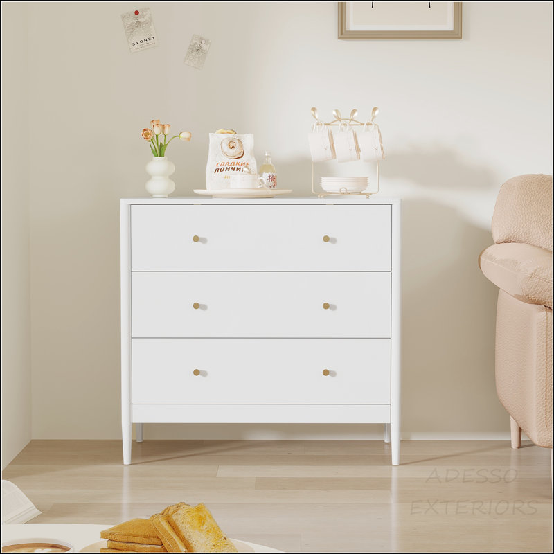 Commode 3 tiroirs - Rangement compact en panneau de fibres à densité moyenne