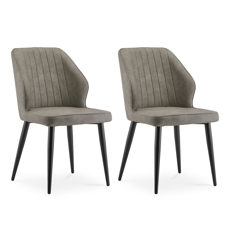 Upholstered Metal Dining Chair, Grey
