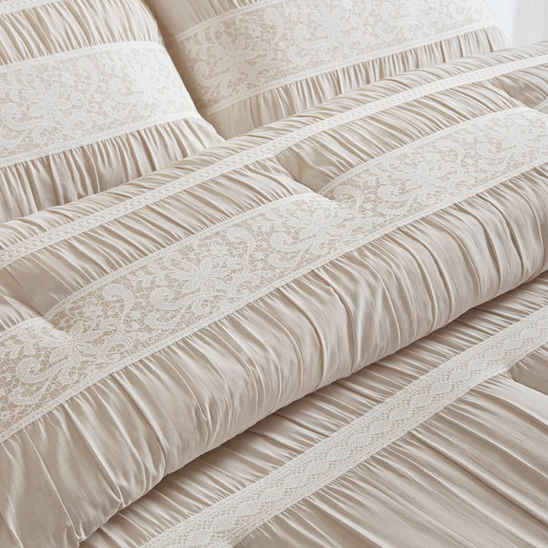 7- Piece King Jacquard Comforter Set, King Sheet Set with 6 Additional Pieces, Neutral