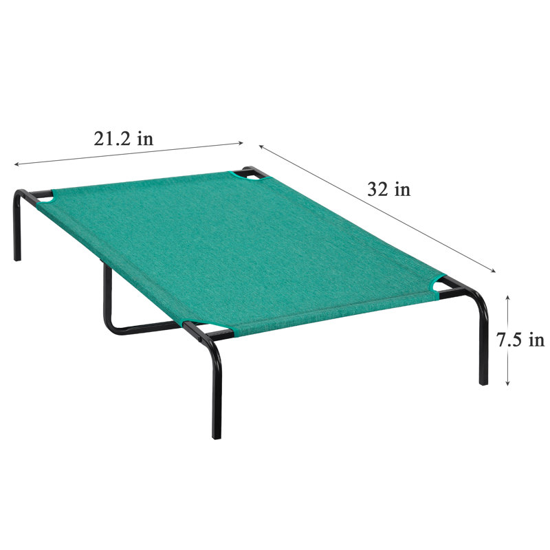 Lit de camp avec tablette centrale Betsab, Vert, Moyen (l 32 po x P 21 po x H 7,5 po)