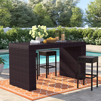 Larrissa Rectangular Glass Outdoor Bar Table