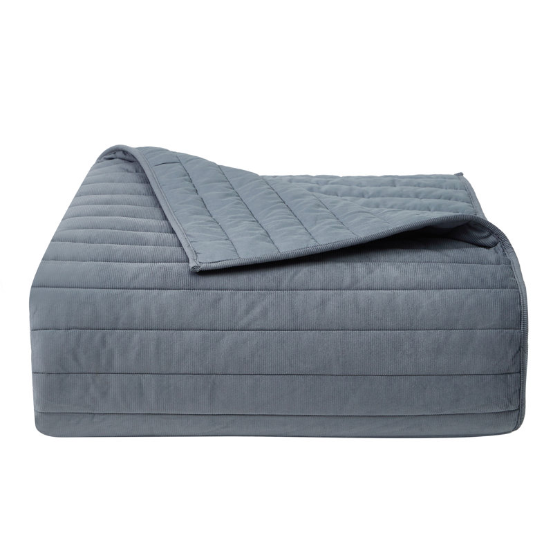 Ensemble de courtepointe en microfibre Valletta, Courtepointe grand + 2 couvre-oreillers standard, Bleu