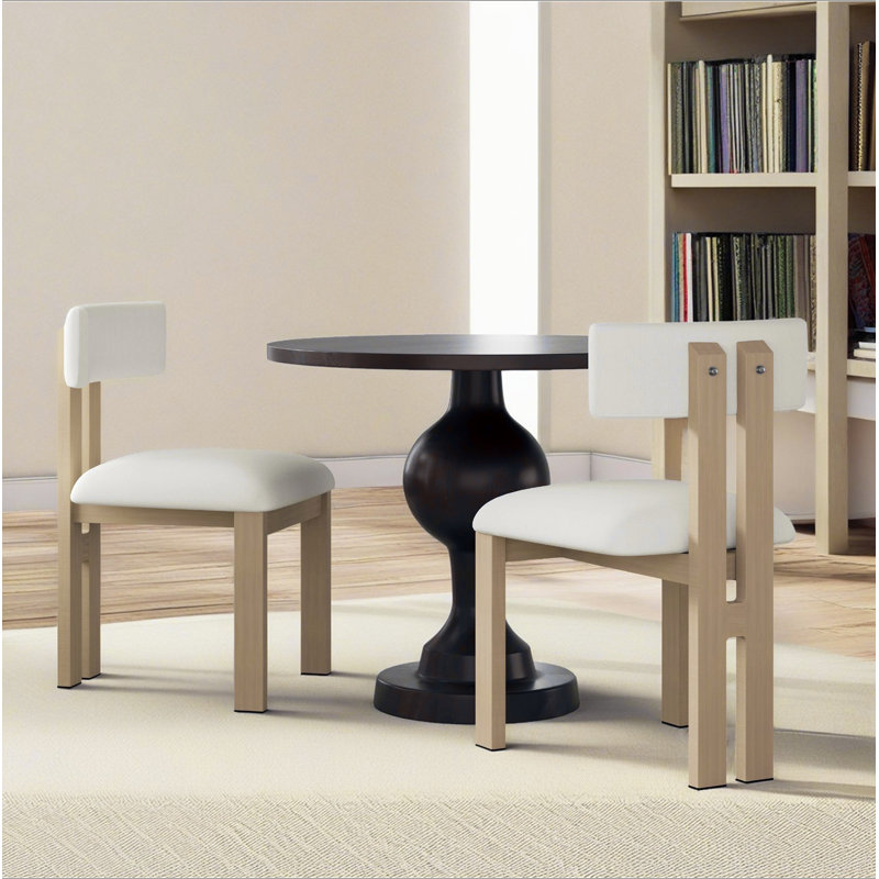Ensemble de salle à manger 3 pièces, chaises rembourrées avec pieds en métal (ensemble de 2) + table de salle à manger ronde