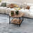 2 Tier Metal Frame Small Round Rustic Coffee Table With Open Storage Shelf