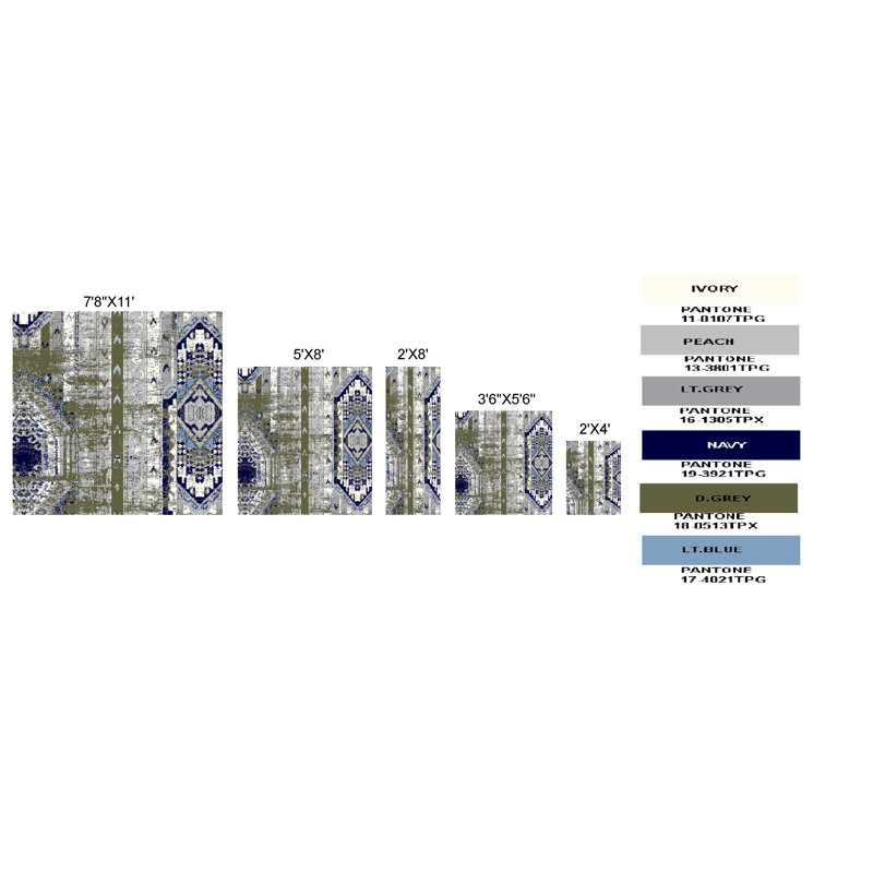 Tapis abstrait gris, Rectangle 2 pi x 4 pi