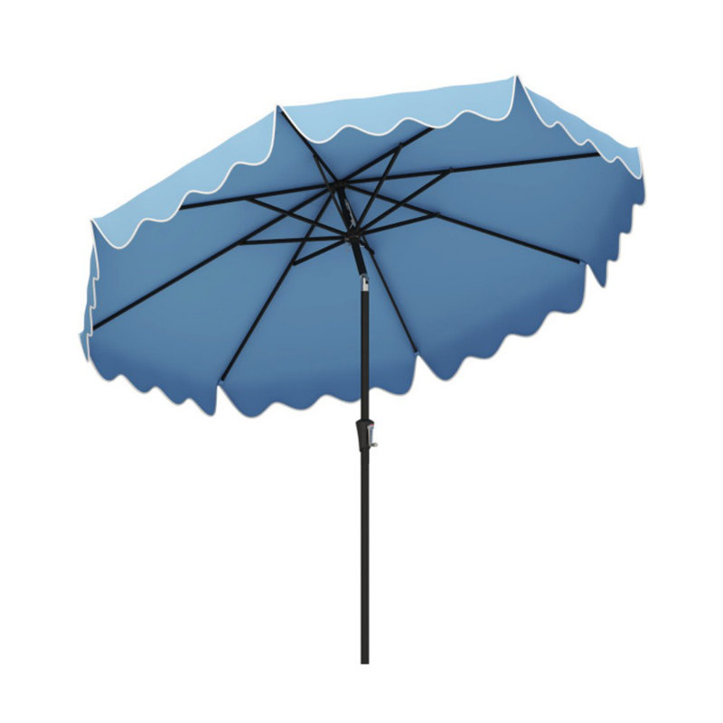 Parasol de patio 9 pieds avec manivelle et bouton poussoir inclinable