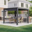 Pavillon de jardin permanent en métal L 10 pi. Pergola d'extérieur à persiennes motorisée D Power + Pro-120613836