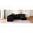 Black U-Shaped Sectional , Luxurious Corduroy, Convenient Chaise Lounge, Three Pillows, For Listening To Music Taking A Nap-2051835384