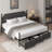 Artevious Upholstered Metal Canopy Storage Bed-234378577-234378580