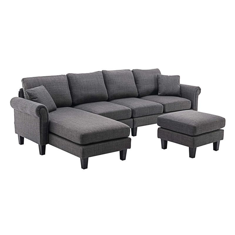 Canapés modulaires rembourrés 3 pièces Aindrea, Polyester gris anthracite