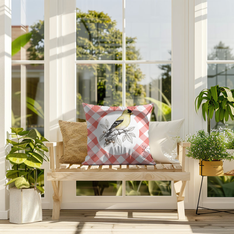 Oreiller réversible intérieur / extérieur Yellow Finch, 16 x 16, Pêche