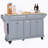 Kitchen Island With Rubber Wood Countertop, Kitchen Cart On 5 Wheels With Storage Cabinet-1569913702