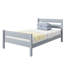 Lit simple avec tête et pied de lit, lit en bois d'hévéa, gris-766705385