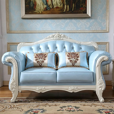 European-style light luxury leather sofa.