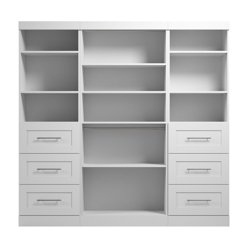 Arlex 86" W Closet Organization System with Drawers, White
