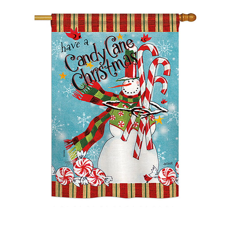 40 x 28 po en polyester à 2 faces x 28 po de canne à sucre de noël drapeau de jardin