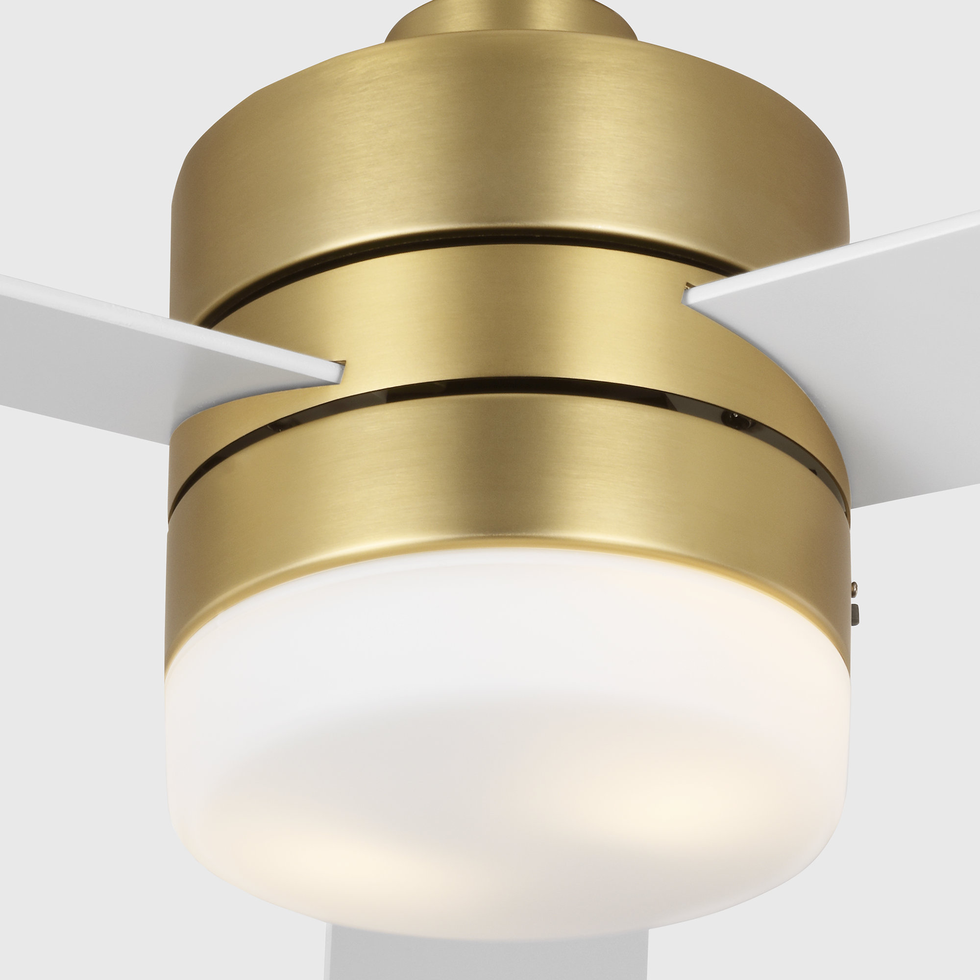 Adna 44'' 3 Blade Ceiling Fan with Light Kit, 44", Matte White, Burnished Brass