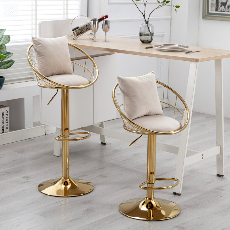 Tabouret pivotant à hauteur réglable Kirtland, Blanc cassé