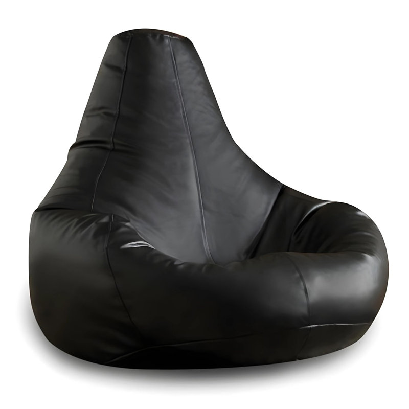 Premium Black Bean Bag Chair, 31.5 x 29.5 x 11.8 inches | 100% Polyester Faux Leather, Waterproof, Removable Zipped Cover | Filled with Recycled Styrofoam Bead Foam for Comfort and Support | Ideal for Relaxation and Lounging