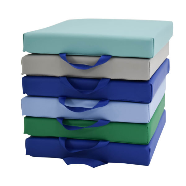 Square Floor Cushions - 6 , Blue/Green/Light Blue