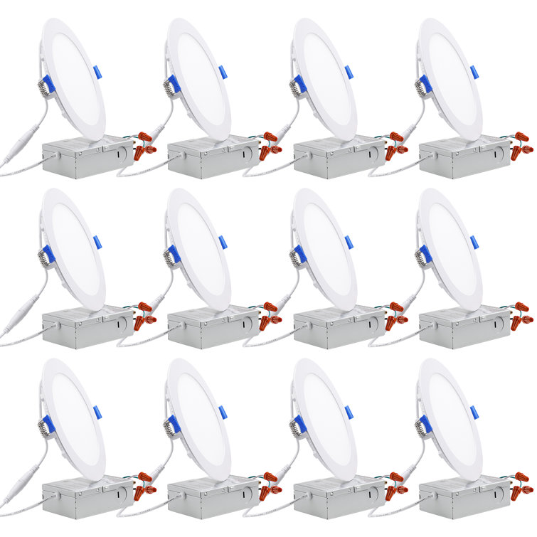 6.85" Ultra Slim Dimmable LED Canless Recessed Lighting Kit with Junction Box 5000K