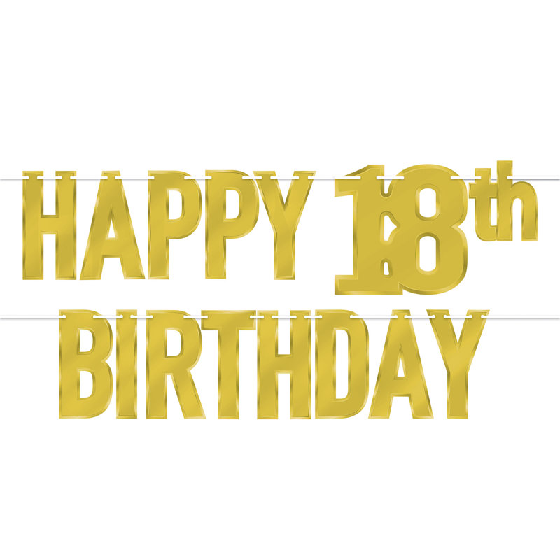 Foil Happy Birthday Streamer, Gold, 18