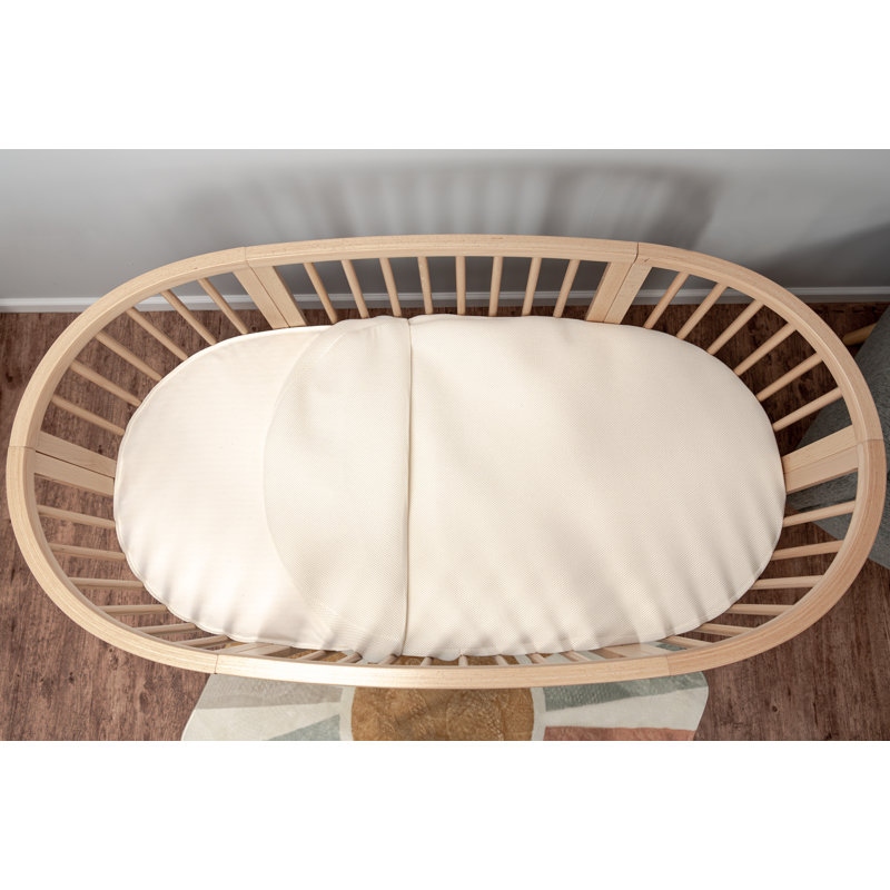 Matelas de lit de bébé ovale respirant biologique (pour lit Stokke Sleepi V3), H 27,5 po x l 53,7 po x P 3 po