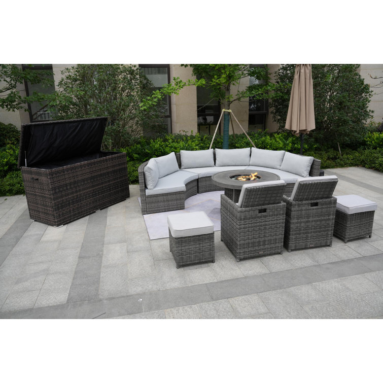 Areefa 10 - Person Modular Patio Conversation Sets with Cushions