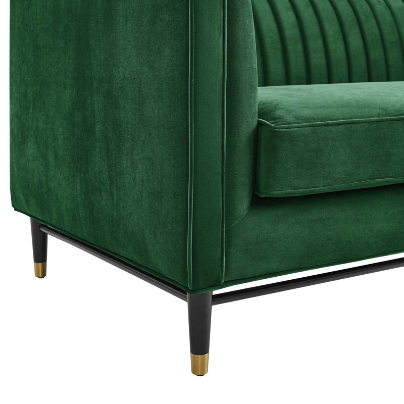 Devote Channel Tufted Performance Velvet Sofa, Emerald Velvet