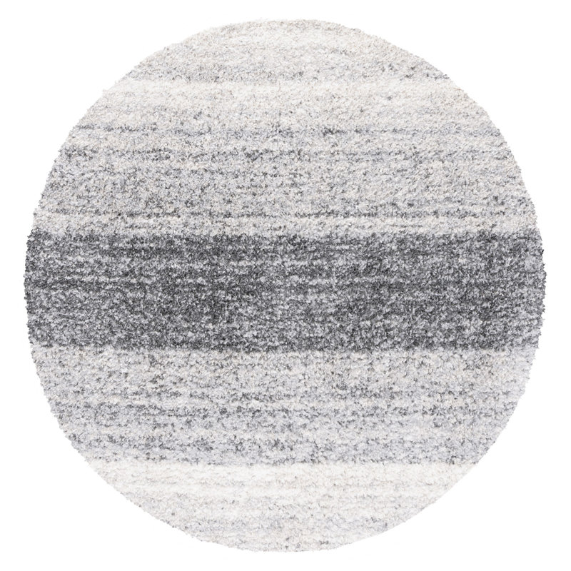 Mena Abstract Gray/Ivory Area Rug, Round 6'7"